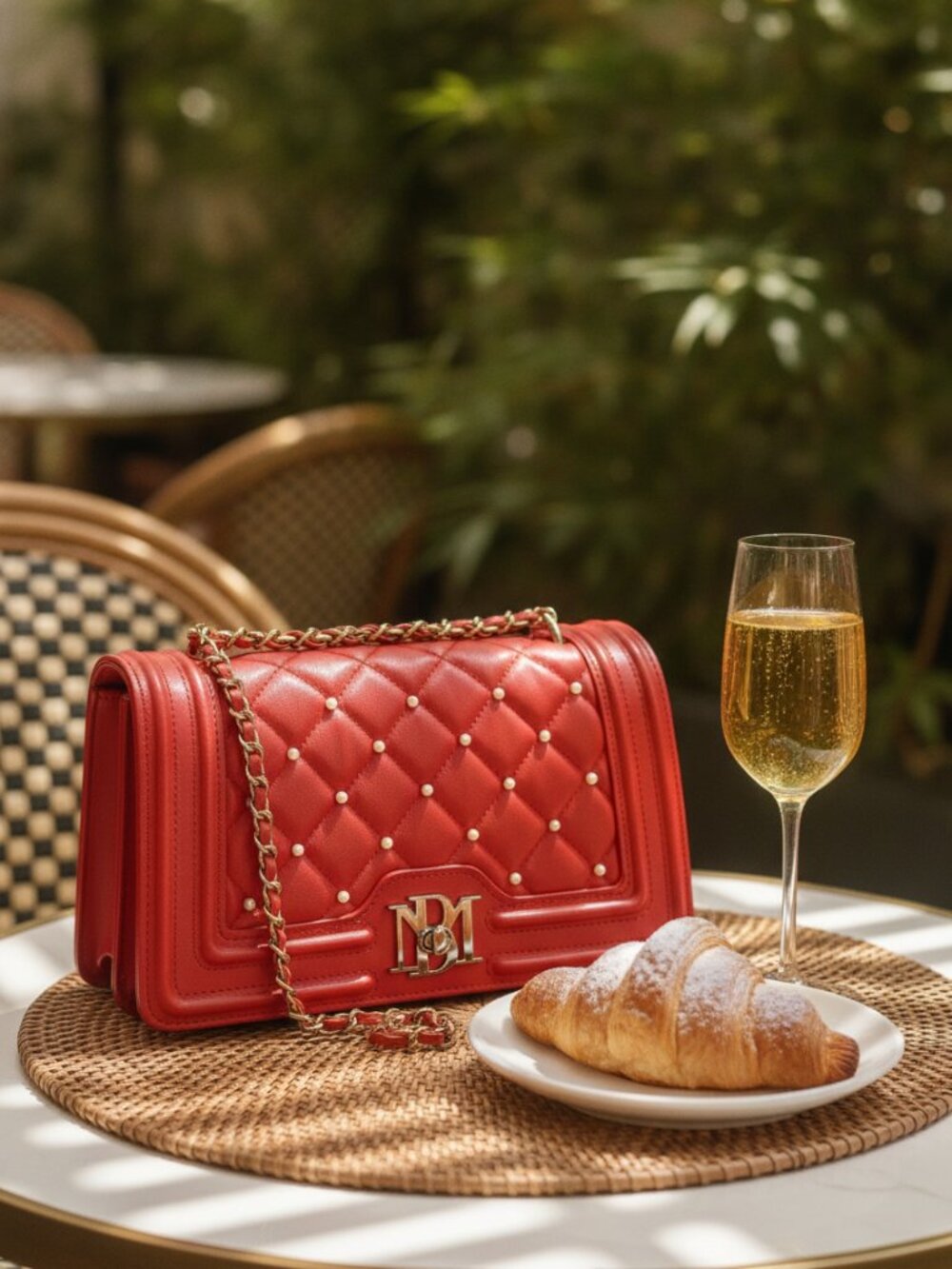 NWT Quilted Badgley Mischka Red Shoulder Bag